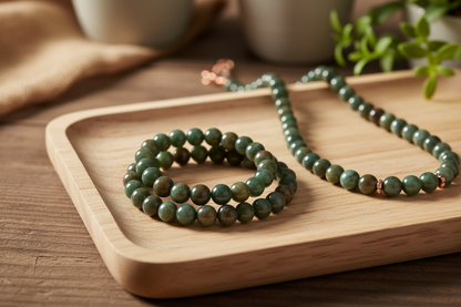 Prase Beads Styled with Finished Jewellery