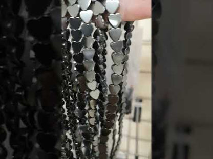 Grey Hematite (Non Magnetic) Beads Flat Heart 6mm Strand Of 65+