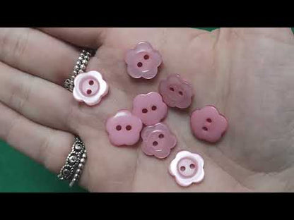 Resin Buttons Pink Flower 15mm 2-Hole Pack Of 50+
