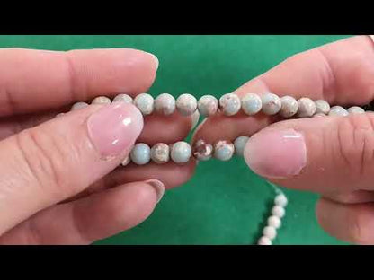 Pale Blue/Red Aqua Terra Jasper Beads Plain Round 6mm Strand Of 62+