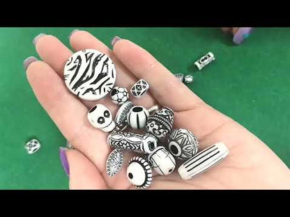 White/Black Acrylic Beads Mixed Shape 15-25mm Pack Of 30g