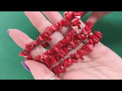 Red Coral Beads Chip 5-8mm Dyed Long Strand Of 240+