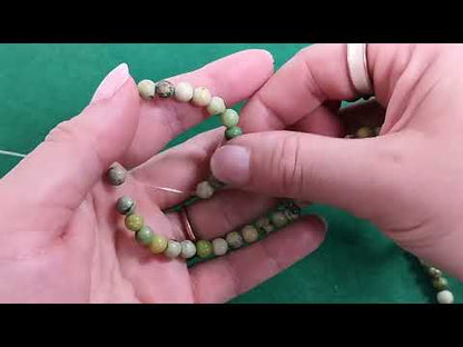 Green/Black Chrysoprase Beads Plain Round 6mm Strand Of 64+