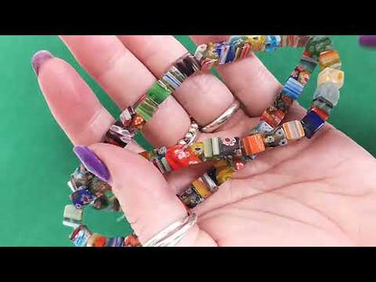 Mixed-Colour Millefiori Glass Beads Cube 6mm Strand Of 60+