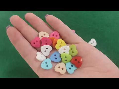 Acrylic Buttons Mixed-Colour Heart 12mm 2-Hole Pack Of 50+