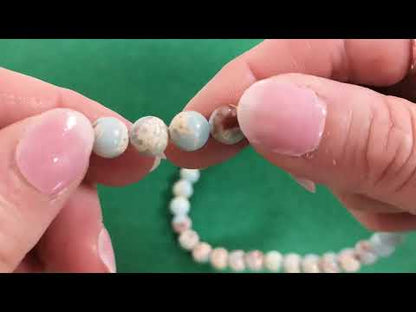 Pale Blue/Red Aqua Terra Jasper Beads Plain Round 8mm Strand Of 46+