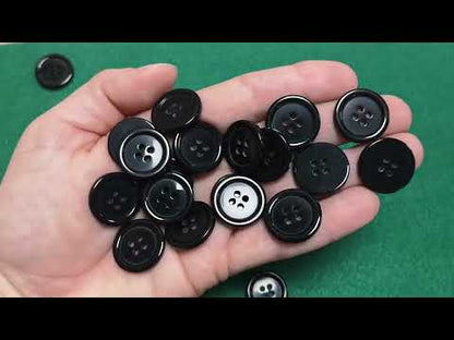 Black Resin Buttons Round 20mm 4-Hole Pack Of 20