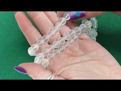 White/Clear Glass Beads Plain Round 8mm Frosted Strand Of 95+