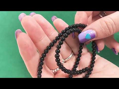 Black Onyx Beads Plain Round 4mm Strand Of 90+