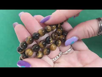 Yellow/Brown Tiger Eye Beads Plain Round 8mm Strand Of 45+