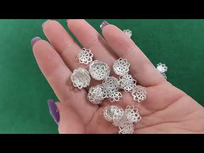 Iron Bead Caps Silver Tone Flower 9.5x3.5mm Pack Of 100+