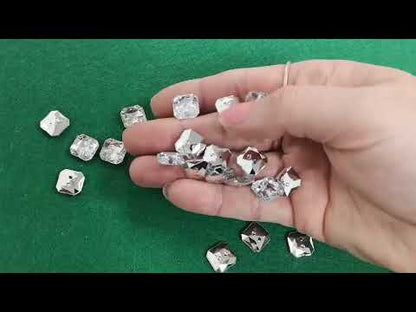Acrylic Buttons Clear Faceted Square 11mm 2-Hole Pack Of 50+