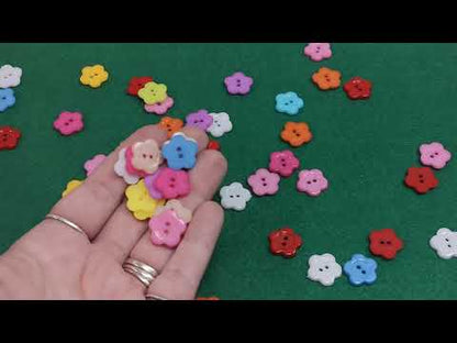 Acrylic Buttons Mixed-Colour Flower 16mm 2-Hole Pack Of 50+