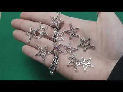 Metal Alloy Star Charms Antique Silver 23mm Pack Of 20