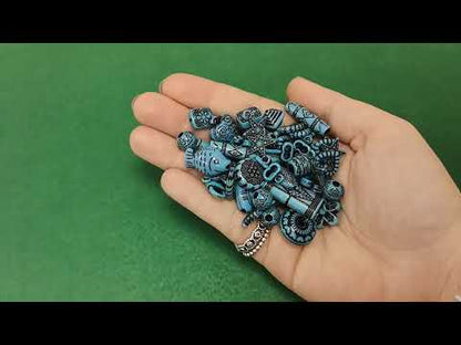 Cyan/Black Acrylic Beads Mixed Shape 15-25mm Pack Of 30g