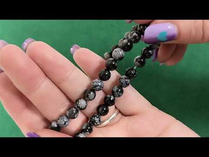 Black/Grey Snowflake Obsidian Beads Plain Round 6mm Strand Of 57+