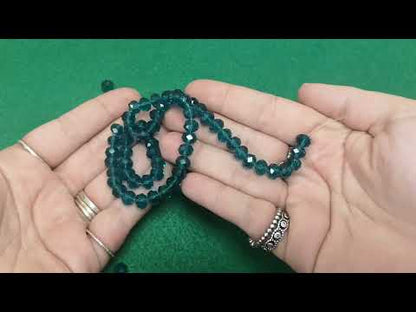 Teal Czech Crystal Beads Faceted Rondelle 6x8mm Strand Of 65+