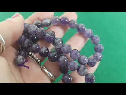 Purple Chevron Amethyst Beads Plain Round 8mm Strand Of 43+