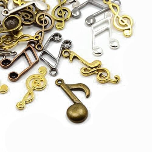 Metal Alloy Music Note Charms Multicolour 5-40mm Pack Of 30g-0