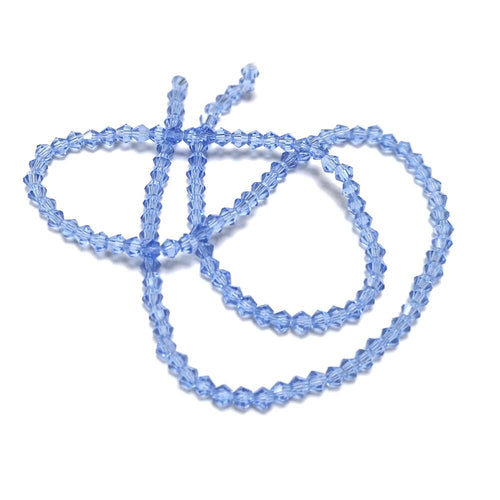Pale Blue Czech Crystal Beads Faceted Bicone 3mm Strand Of 120+-0