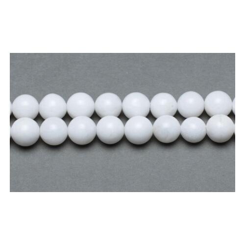 A strand of 60+ malaysian beads, white in colour, 6mm in size, round shaped