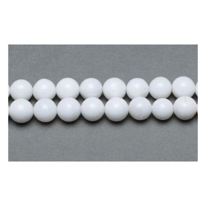 A strand of 60+ malaysian beads, white in colour, 6mm in size, round shaped