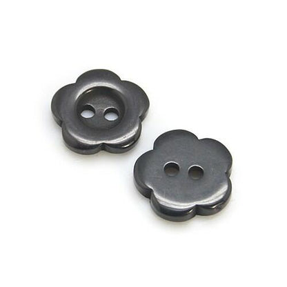 Resin Buttons Black Flower 15mm 2-Hole Pack Of 20-0