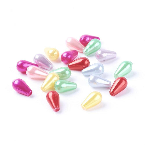 Mixed-Colour Acrylic Beads Plain Round Drop 6x10mm Pack Of 100+-0