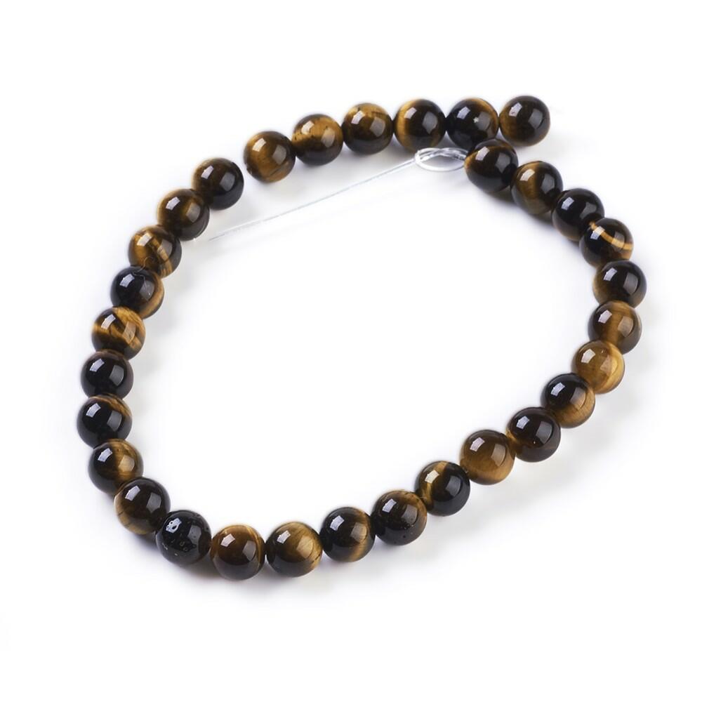 Yellow/Brown Tiger Eye Beads Plain Round 6mm Strand Of 30+-0