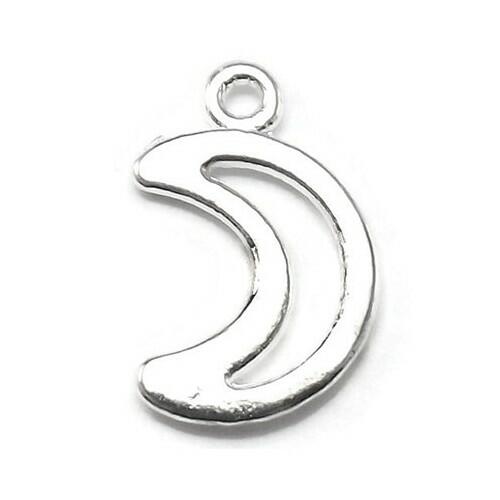 Metal Alloy Moon Charms Antique Silver 17mm Pack Of 50+-0