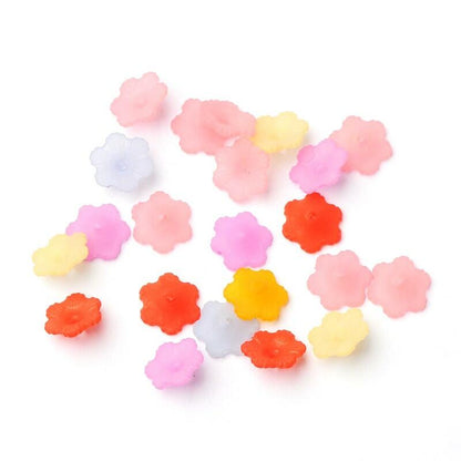 Mixed-Colour Lucite Beads Flower 4.5x11mm Pack Of 100+-0