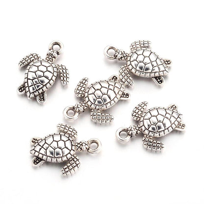 Metal Alloy Turtle Charms Antique Silver 12.5x16mm Pack Of 20-0