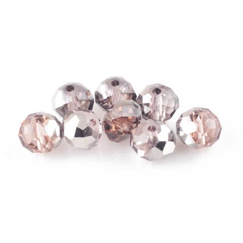 Pink/Silver Czech Crystal Beads Faceted Rondelle 4x6mm Strand Of 85+-0