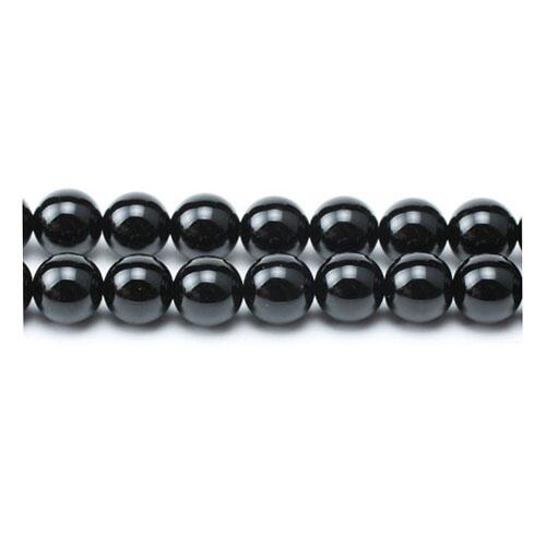 A strand of 60+ onyx beads, black in colour, 6mm in size, round shaped