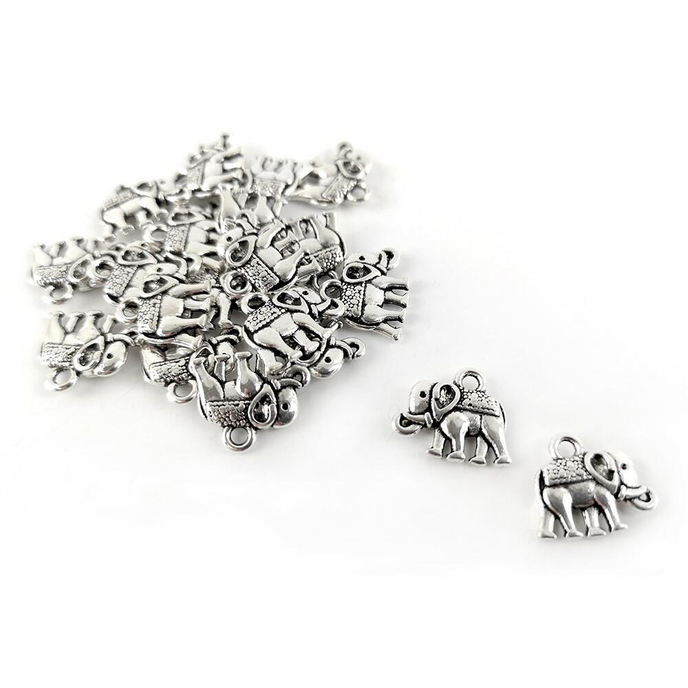 Metal Alloy Elephant Charms Antique Silver 14mm Pack Of 20-0