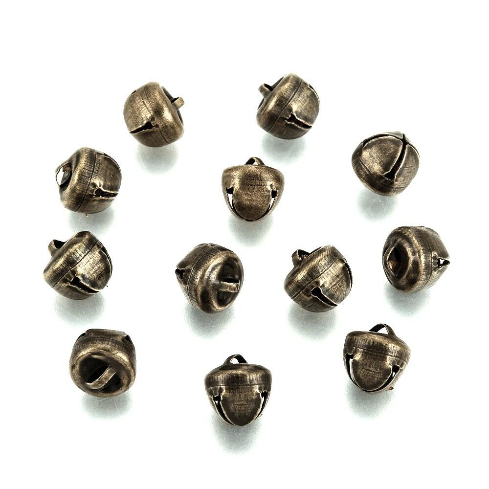 Metal Alloy Christmas Jingle Bell Charms Antique Bronze 8mm Pack Of 30-0