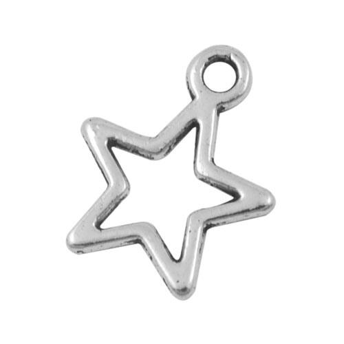 Metal Alloy Star Charms Antique Silver 15mm Pack Of 30-0