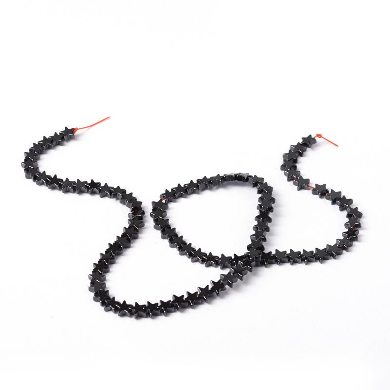 Grey Hematite (Non Magnetic) Beads Flat Star 6mm Strand Of 65+-0