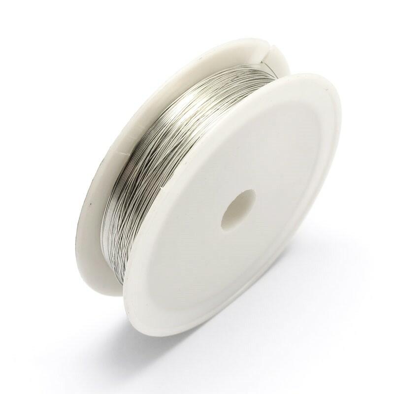 Iron Craft Wire Silver Tone Enamelled 7M Spool 0.5mm Thick-0