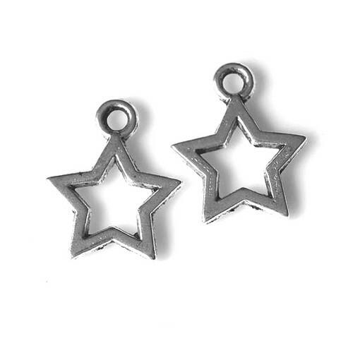 Metal Alloy Star Charms Antique Silver 10mm Pack Of 100+-0