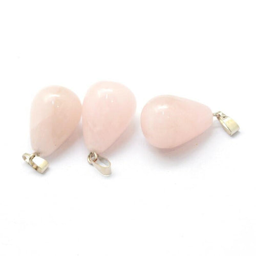 Rose Quartz Teardrop Pendants Pink 14x24mm Pack Of 3-0