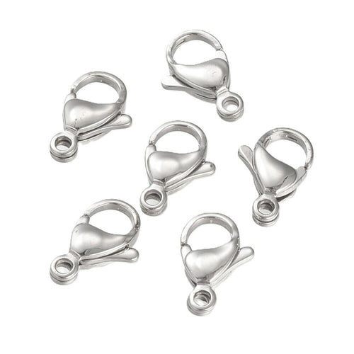 Stainless Steel Lobster Clasps Silver 9x15mm Pack Of 20-0