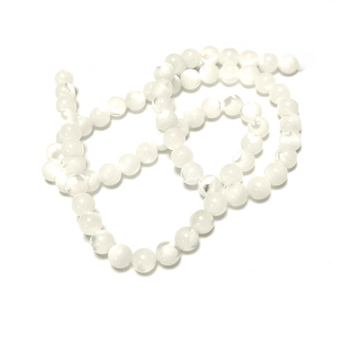 White Mother Of Pearl Beads Plain Round 6mm Strand Of 60+-0